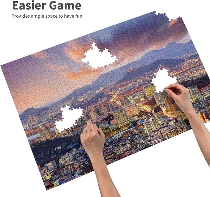 1000 Pieces Jigsaw Puzzle 29.5×19.7 inch, Seoul Korea City, Wooden, Home Decor, Challenge Game, Fun Family Toy, Best Gift