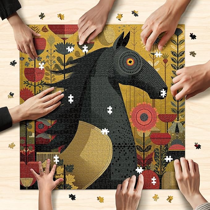 Naturelish Vibrant Equine Art Horse Jigsaw Puzzles for Adults 1000 Pieces, Difficult Puzzles Perfect for Game Night, Great Gift Idea, Size 22.5 x 22.5 in