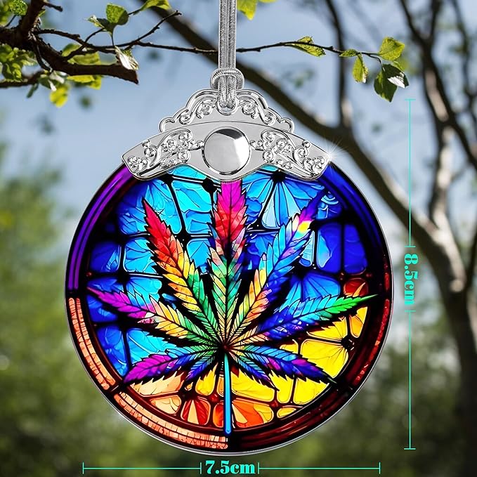 Jocidea Maple Leaf Ornament Glass Hanging Ornament for Christmas, Thanksgiving, Birthday, Holiday Decorations and Xmas Gifts Ideas