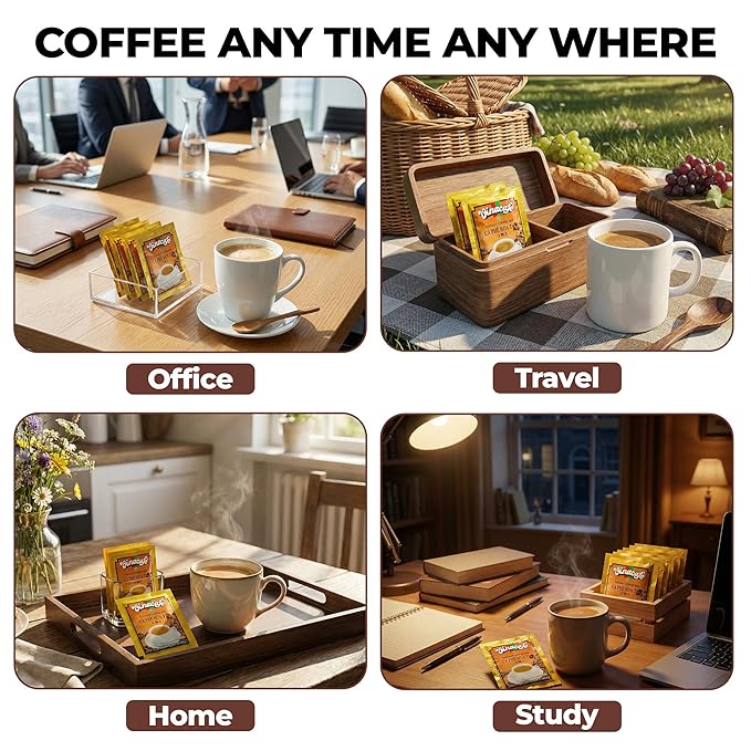 Vinacafe Instant Coffee Packets 3 in 1 Authentic Vietnamese Taste, Balanced Medium Roast Coffee Mix for Quick Preparation at Home, Office or Travel, Single Serve Sachets (Pack of 1 | 20 Sachets Per Bag)