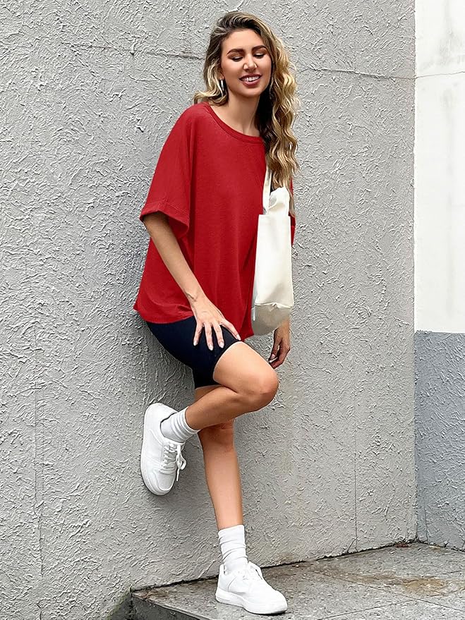 Women Oversized T-Shirt Summer Casual Short Sleeve Loose Tee Tops