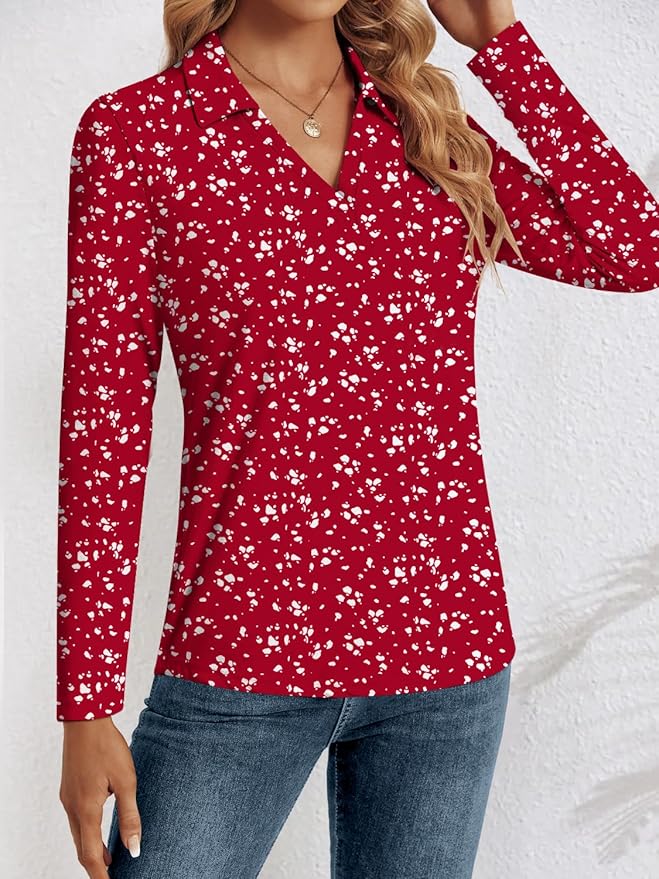 3/4 Length Sleeve Womens Tops Dressy Casual V Neck Polo Shirts Business Work Blouses 2025 Trendy Tunic Top