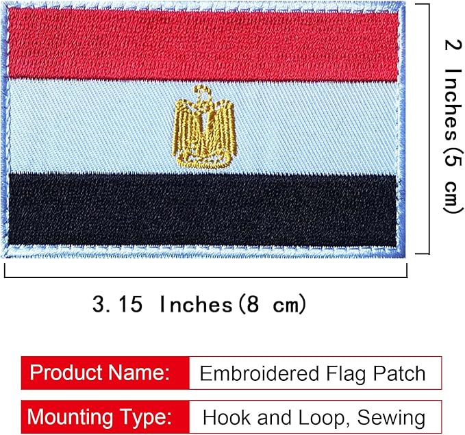 EmWoot 2PCS Egypt Flag Patch Embroidered Morale Patch Military Tactical Patches Hook and Loop