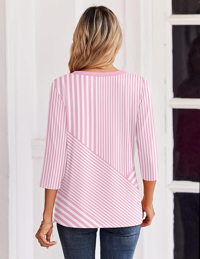 Zeagoo 3/4 Length Sleeve Womens Tops Casual Dressy Summer Blouses Buisness Work Spring Tee Shirts