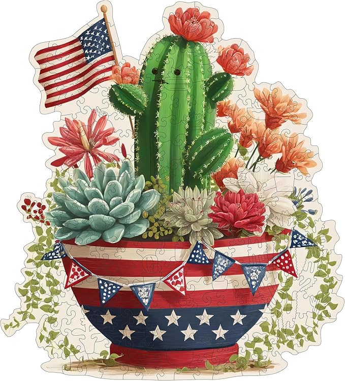 MEATRN Wooden Puzzles for Adults - Artistic Succulent Cactus Wooden Jigsaw Puzzles, Premium Plant Wood Puzzle for Relaxation and Home Décor, Collectible Gift, 207 Pcs, 10.3 x 11.4in