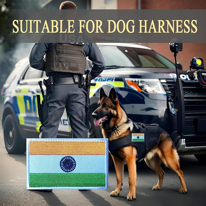 EmWoot 2PCS India Flag Patch Embroidered Morale Patch Military Tactical Patches Hook and Loop