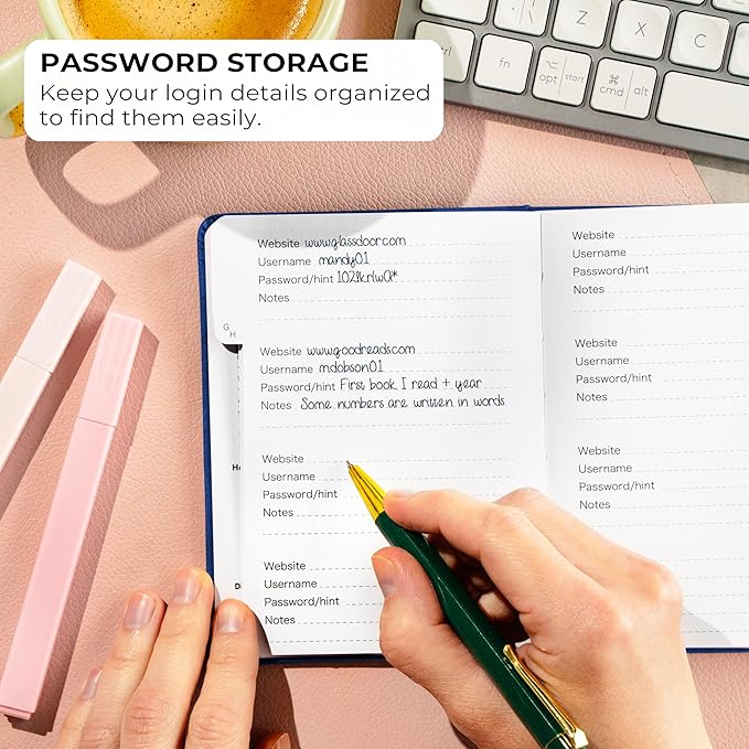 Clever Fox Password Book with alphabetical tabs. Internet Address Organizer Logbook. Small Pocket Password Keeper for Website Logins (Royal Blue)