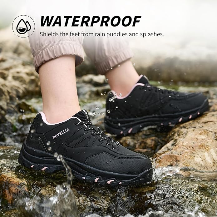 Waterproof Hiking Shoes Women Fashion Sneakers Tennis Walking Shoes Non-Slip Grip Ankle Support, Durable Comfort for Trekking, Trail Running, and Outdoor Adventures