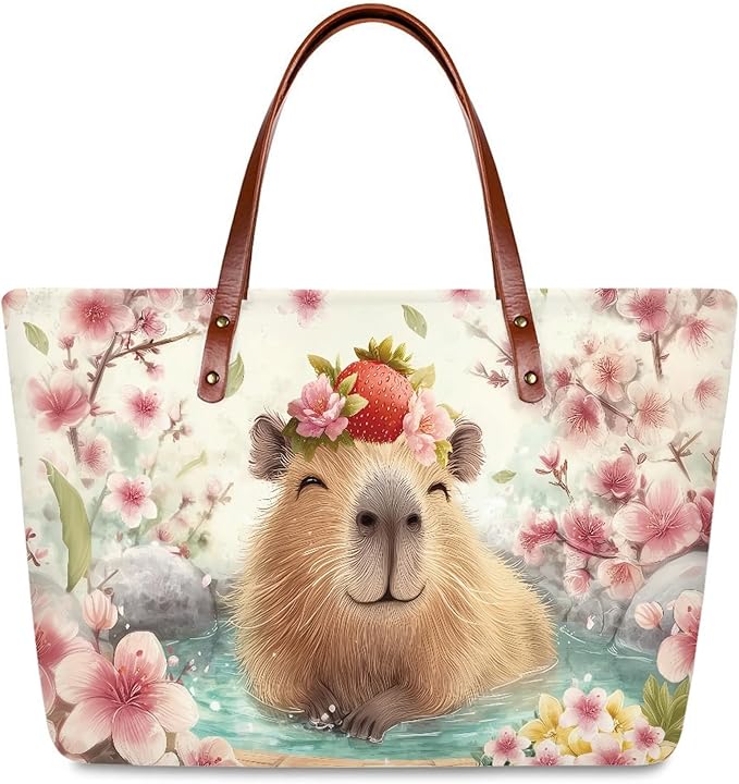 Womens Zip Up Tote Handbag Daisy Print Large Capacity Tote Purse Handbag Big Tote Bag Purse For Work Laptop