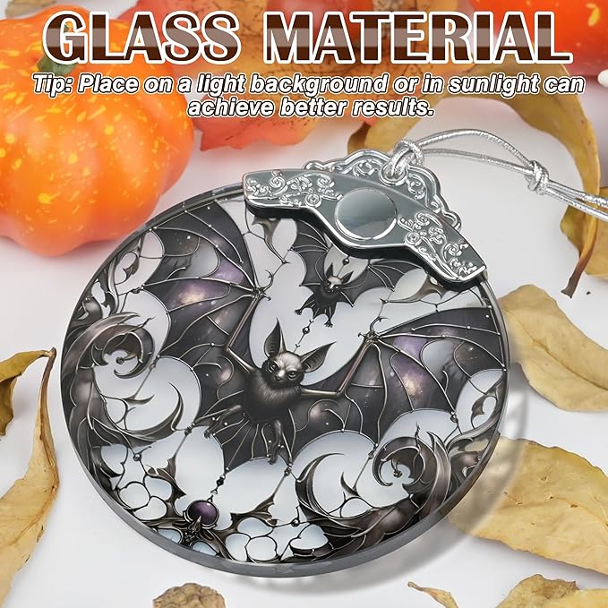 Bat Stained Glass Christmas Ornaments - Perfect for Holiday Party, Window & Tree Decor