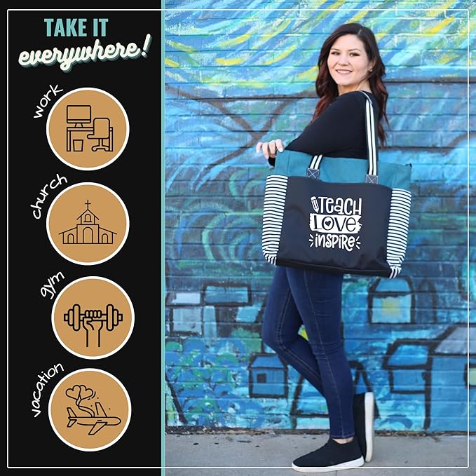 Brooke & Jess Designs Teacher Tote Bag for Work - Teacher Handbag Gifts for Women, Teacher Bag Best Teacher Appreciation Gift