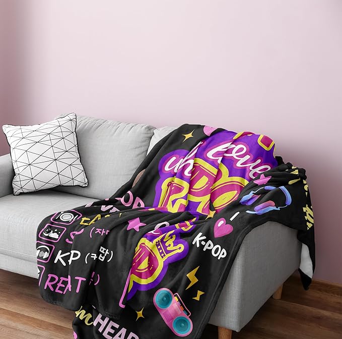 Turelos Kpop Merch, Kpop Blanket, Kpop Gifts, K Pop Birthday Decorations, K Pop Blanket 60x50in, Kpop Gifts for Girls/Women, Kpop Merchandise, Kpop Blankets for Girls for Christmas Birthday