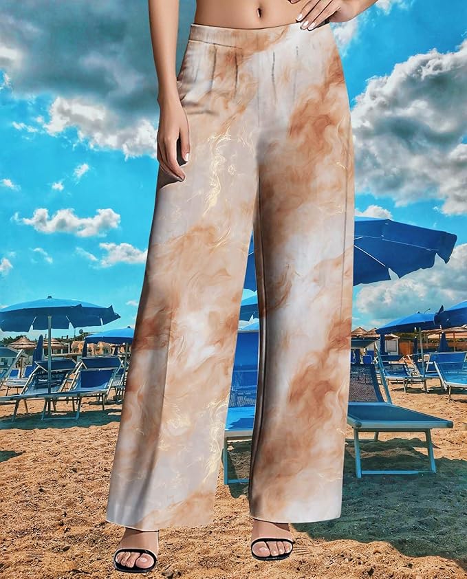Womens Boho Pants Casual Oversize High Waisted Wide Leg Trousers Pattern Printed Ourdoors Pant for 2025 Summer