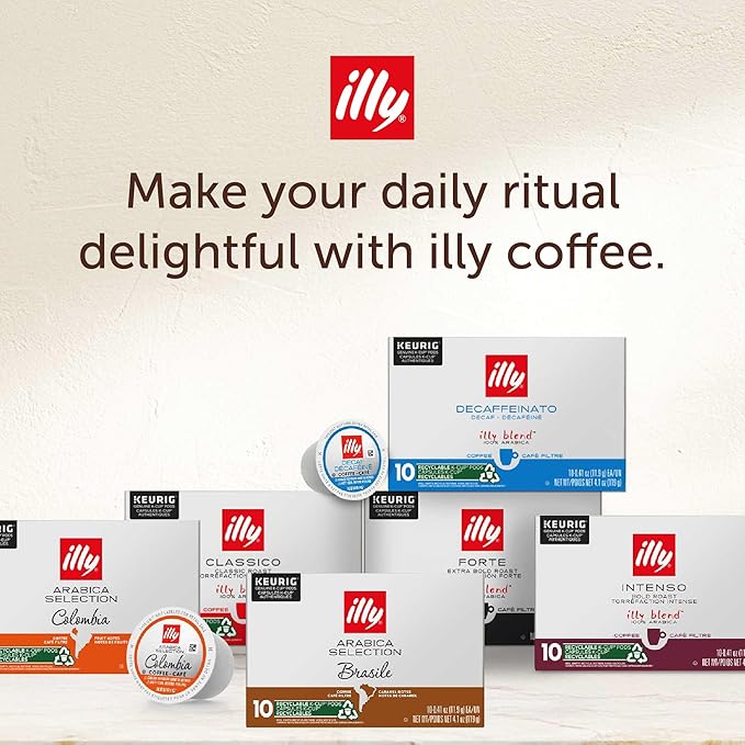 illy Coffee K Cup, Pods for Keurig Machines, Colombia Single Origin Roast, 100% Arabica, Premium Italian Coffee, 10 Count, 6 Pack
