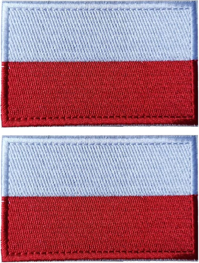 EmWoot 2PCS Poland Flag Patch Embroidered Morale Patch Military Tactical Patches Hook and Loop
