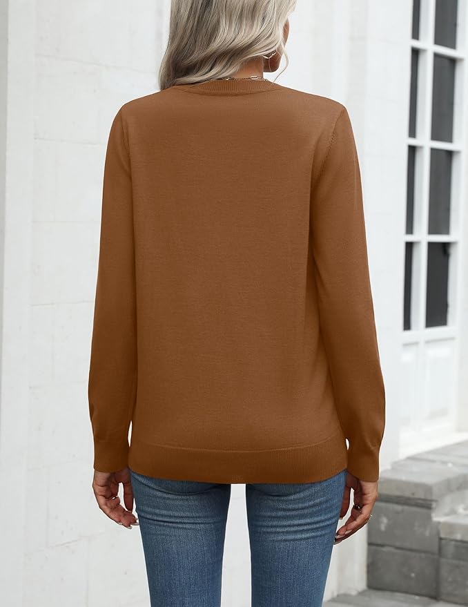 Zeagoo Womens 2026 Fall Sweaters Long Sleeve Tops Classic Crew Neck Pullover Sweaters Loose Dressy Casual Basic Clothes