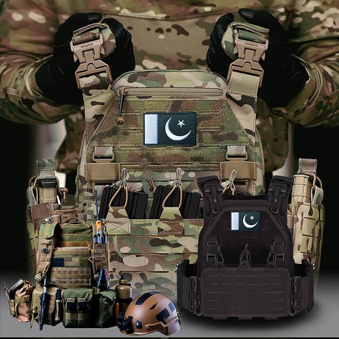 EmWoot 2PCS Pakistan Flag Patch Embroidered Morale Patch Military Tactical Patches Hook and Loop