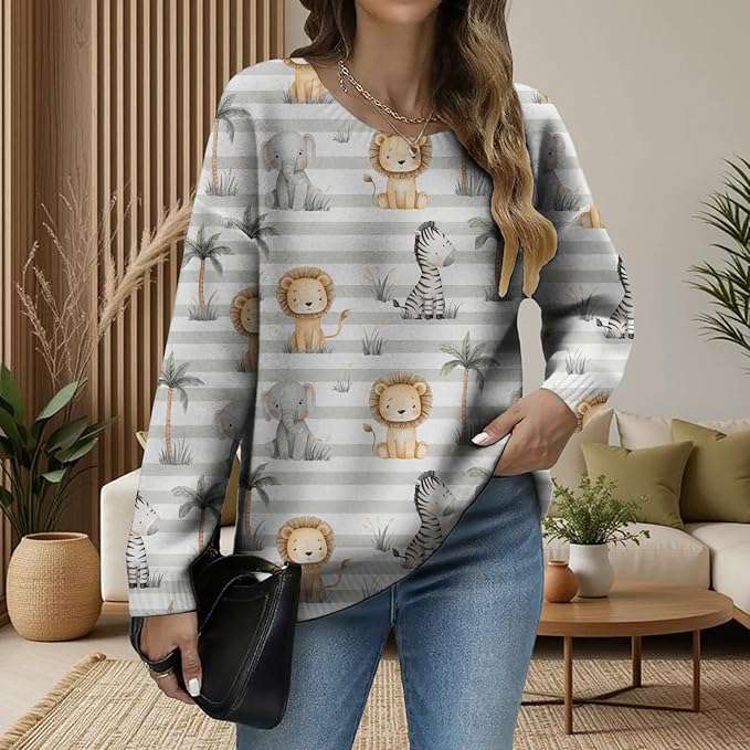 LIZALIG Women's Fall Christmas Snowman Sweater Long Sleeve Crewneck Pullover Festive Holiday Winter Outfit for Parties