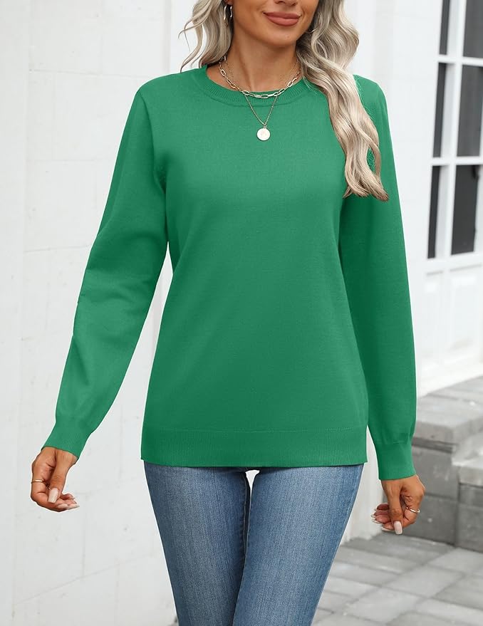 Zeagoo Womens 2026 Fall Sweaters Long Sleeve Tops Classic Crew Neck Pullover Sweaters Loose Dressy Casual Basic Clothes