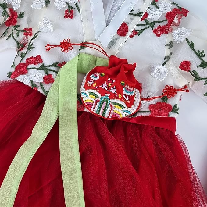 Seoulful Vintage Korean Embroidered Bokjumeoni - Traditional Lucky Pouch - Hanbok Fortune New Year's Gifts Bag (Green)