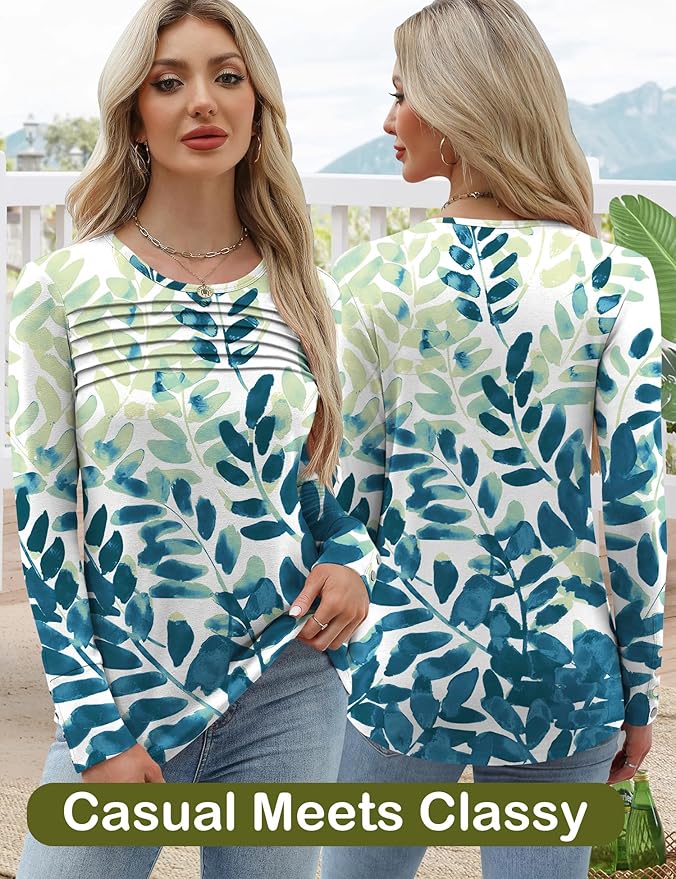 Blouses for Women Dressy Casual Long Sleeve Fall Fashion Tops Trendy Outfits for Work Office Shirts Thicker Clothes