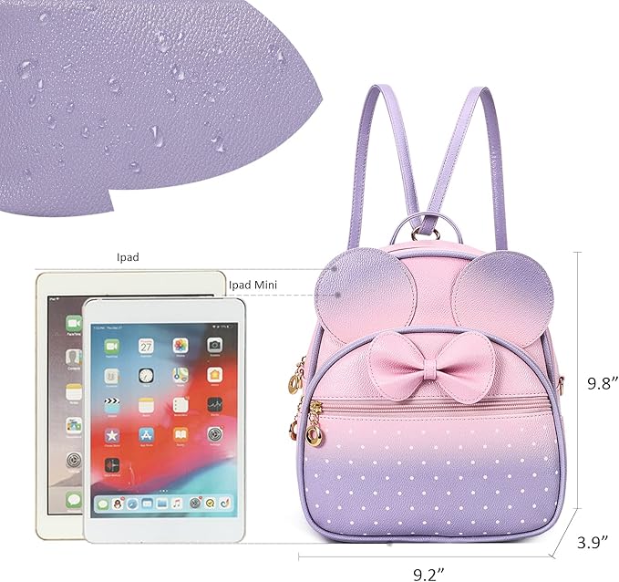 KL928 Girls Mini Backpack Bowknot Polka Dot Cute Daypacks Convertible Shoulder Bag Purse for Women