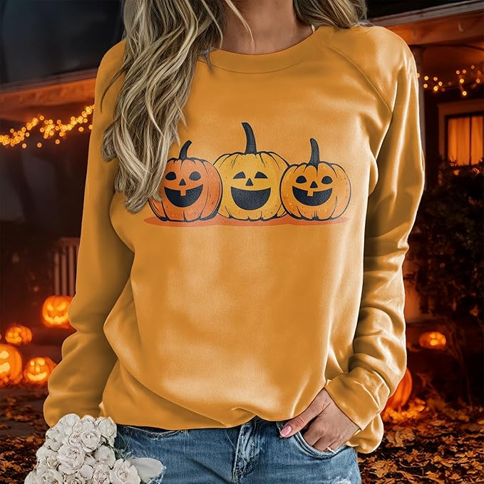 domirica Halloween Sweatshirt For Women Long Sleeve Crew Neck Sweatshirts Fall Halloween Costumes For Holiday Party 2025