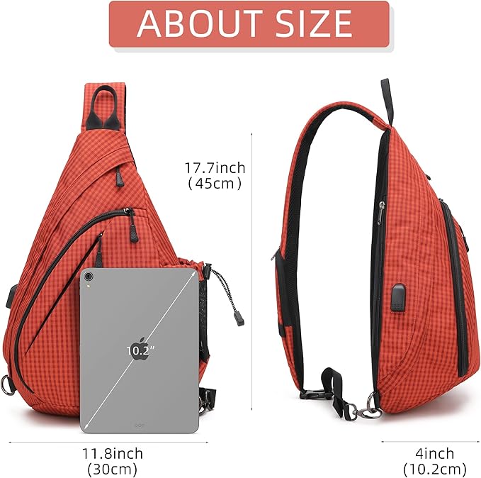 TurnWay Water-Proof Sling bag/Crossbody Backpack/Shoulder Bag with USB Charging Port for Travel, Hiking, Cycling, Camping