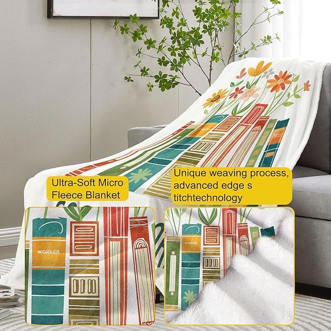 Social Work Blanket, Social Worker Book Gifts Flannel Throw Blankets,Soft Warm Lightweight Cozy Plush Floral Throws for Bedroom Sofa Office Home Decor Graduation Gifts for Women Girls 80"x60"
