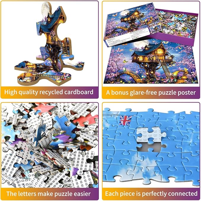 HUADADA 1000 Piece Puzzles for Adults - Elf Tree House - Jigsaw Puzzles for Adults and Kids 1000 Piece Fairy Tale House Educational Games Colorful Puzzles for Home Decoration