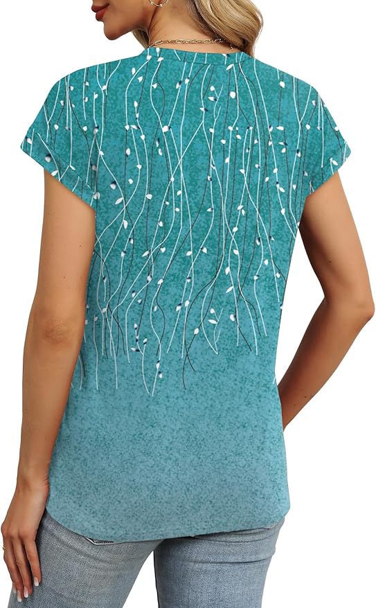 WEESO Womens Summer Tops Trendy 2026 Cap Sleeve T Shirts Crew Neck Pleated Front Beach Vacation Clothes Fashion