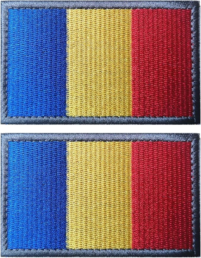 EmWoot 2PCS Romania Flag Patch Embroidered Morale Patch Military Tactical Patches Hook and Loop