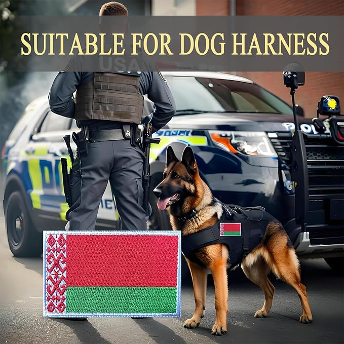 EmWoot 2PCS Belarus Flag Patch Embroidered Morale Patch Military Tactical Patches Hook and Loop