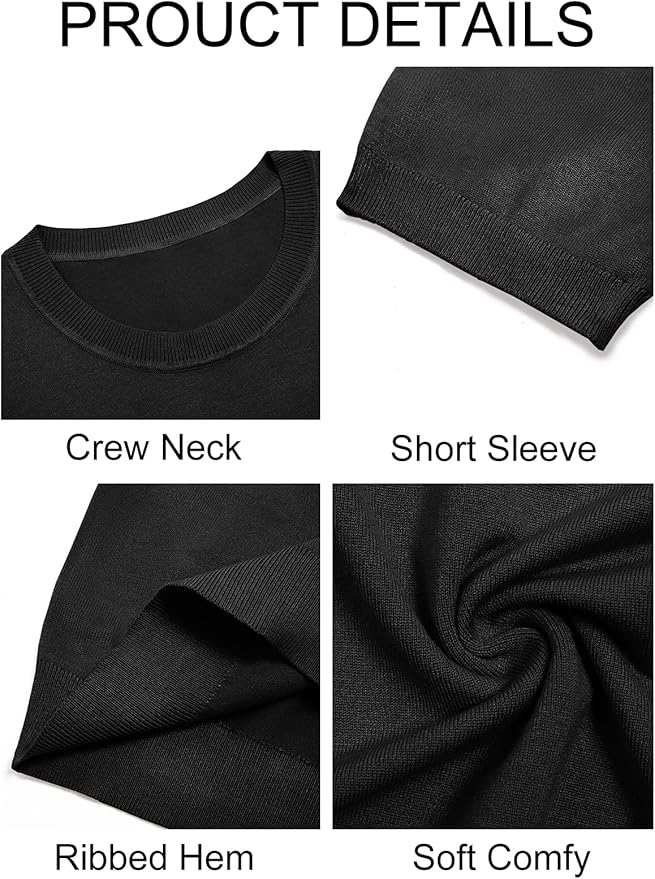Imily Bela Womens Summer Short Sleeve Sweater Dressy Casual Crew Neck Knit Tops Fashion Pullover Shirts