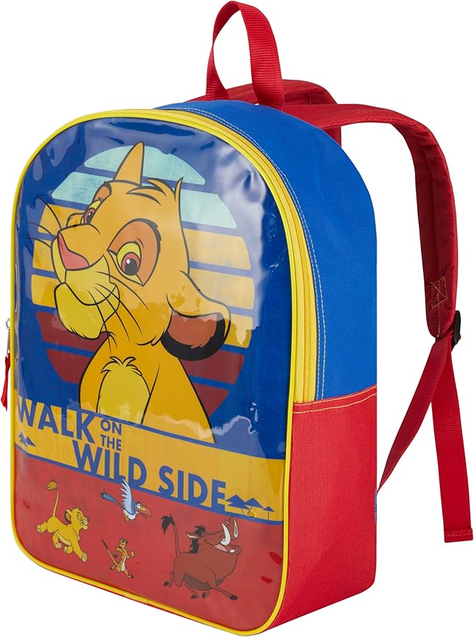 Disney Lion King Backpack for Kids 15” | Bookbag for Boys and Girls | Padded Straps & Large Zip Compartment | Lion King School Supplies