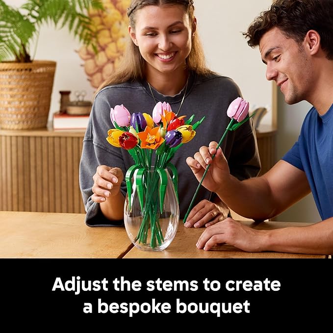 LEGO Botanicals Tulip Bouquet Building Set for Adults - DIY Bedroom, Book Shelf & Office Decor for Women & Men, Ages 18+ - Gift for Valentines Day - Artificial Flowers Crafting Kit - 11501