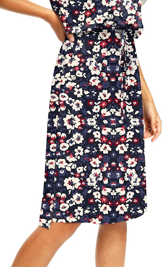 Simier Fariry Womens Spring Hide Belly Knee Length Travel Dress Pocket Summer Short Sleeve Midi Work Casual Outfits