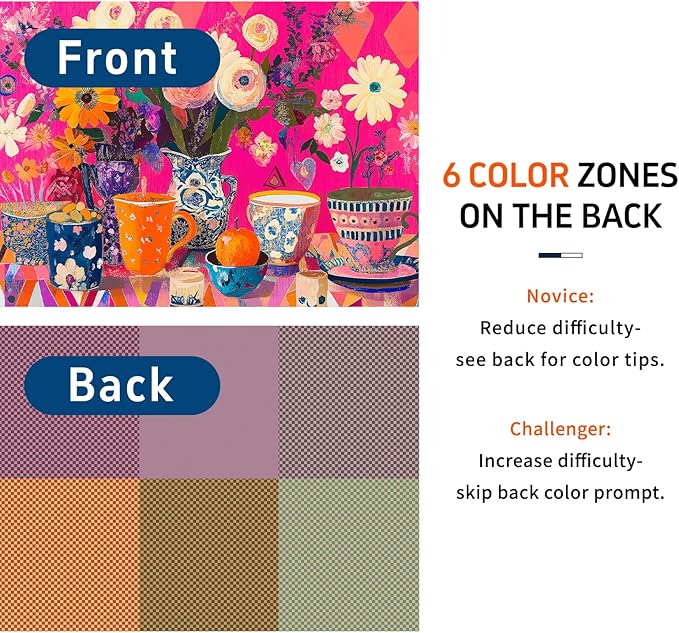 Naturelish Puzzles for Adults 1000 Pieces - Flowers Art: Difficult Challenging Unique Jigsaw Puzzle for Adults, Gift for Women, 6-Color-Zone on Back Puzzles