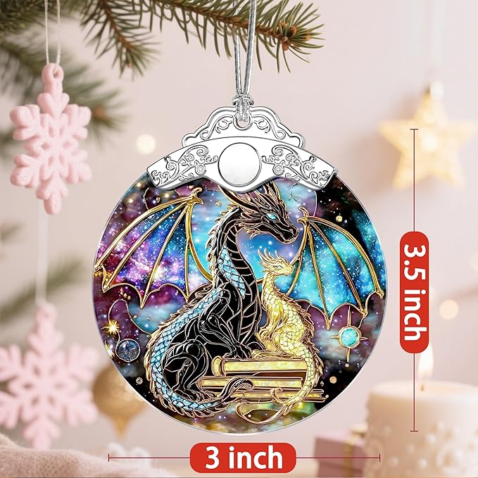 Christmas Ornaments – Dragon Ornaments for Christmas Tree, Xmas Decorations, Holiday Decor, Ideal Gifts for Dragon Lover, Holiday Present & Xmas Gift, Festive Gifts for Neighbor, Friends and Family