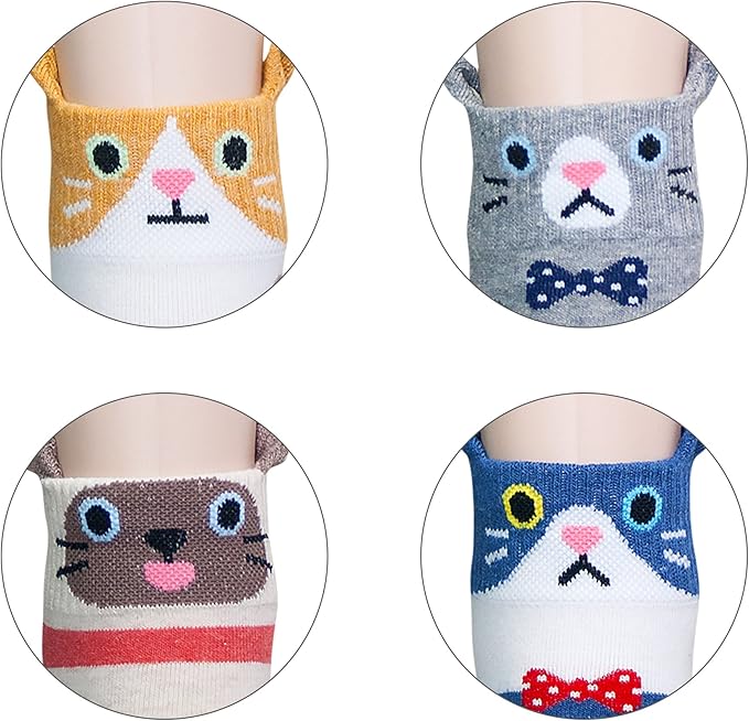 KONY Women's Cute Animal Designed Funny Novelty Crew Socks, Cat Dog Panda Patterns, Gift Ideas Size 6-9