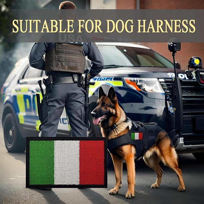 EmWoot 2PCS Italy Flag Patch Embroidered Morale Patch Military Tactical Patches Hook and Loop(Black Border)