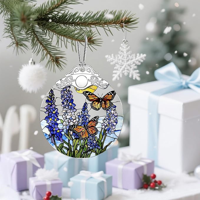Lavender Butterfly Christmas Ornaments: Christmas Tree Ornaments, Holiday Decor for Flower Lover, Stocking Stuffers, Gift Ideas, Xmas Gifts & Gifts for Butterfly Lover