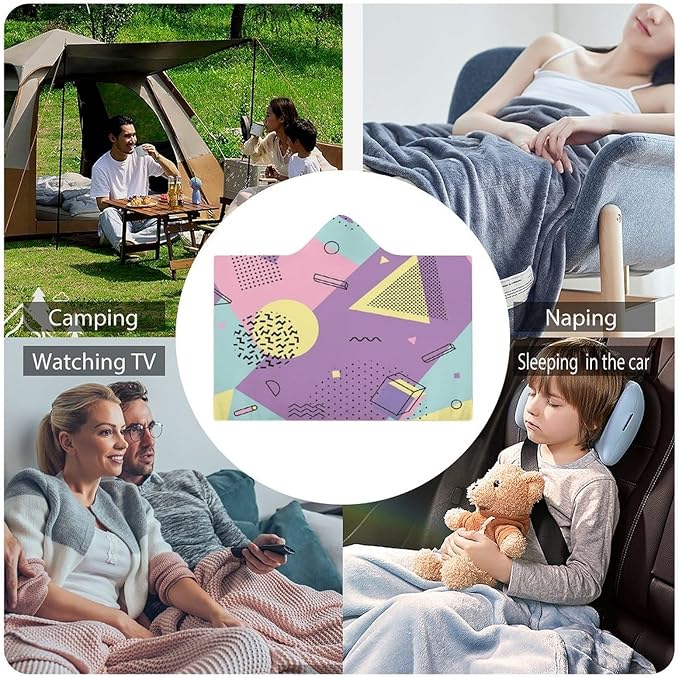80s 90s Vintage Retro Wearable Blanket Flannel Hooded Blankets Soft Warm Blanket Hoodie for Room Couch Bed Office