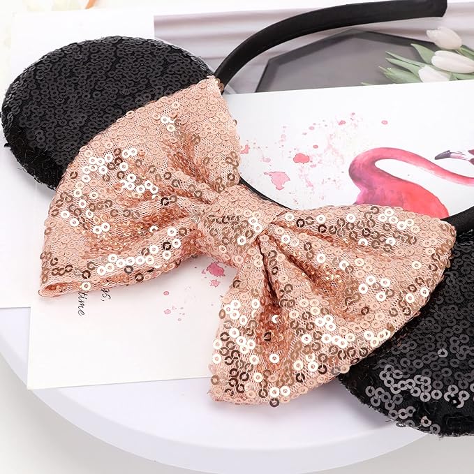 DRESHOW Mouse Ears Bow Headbands Glitter Party Decoration Cosplay Costume for Women