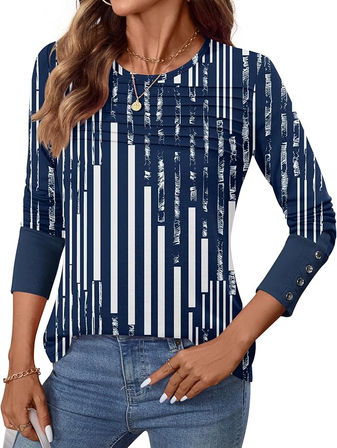 Blouses for Women Dressy Casual Long Sleeve Fall Fashion Tops Trendy Outfits for Work Office Shirts Thicker Clothes