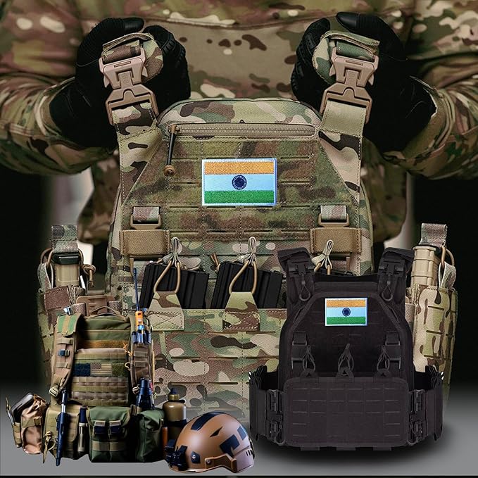 EmWoot 2PCS India Flag Patch Embroidered Morale Patch Military Tactical Patches Hook and Loop