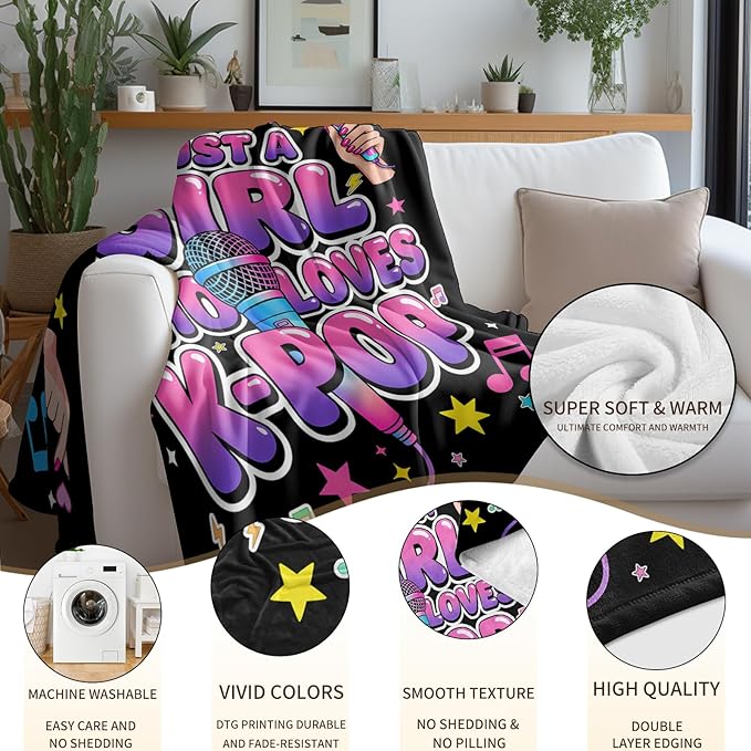 Kpop Blanket Gifts for K-Pop Fans - Super Soft Flannel Kpop Blankets for Girls Teen Fans Bedding Couch Sofa - Korean Kpop Merch Fandom Throw for Idol Lovers Dorm Decor Christmas (Style 05, 60 X 80)