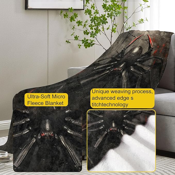 Black Spider Blanket, Animal Spider Flannel Throw Blankets,Soft Warm Lightweight Cozy Plush Throws for Bedroom Sofa Office Home Decor Gifts for Adults Kids 50"x40"