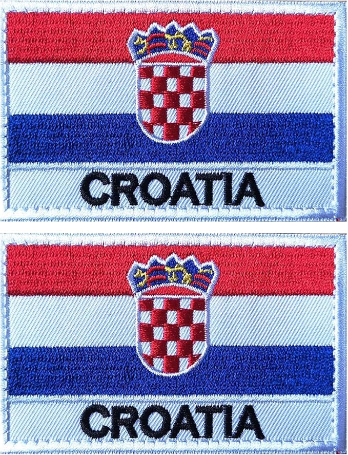 EmWoot 2PCS Croatia Flag Patch Embroidered Morale Patch Military Tactical Patches Hook and Loop