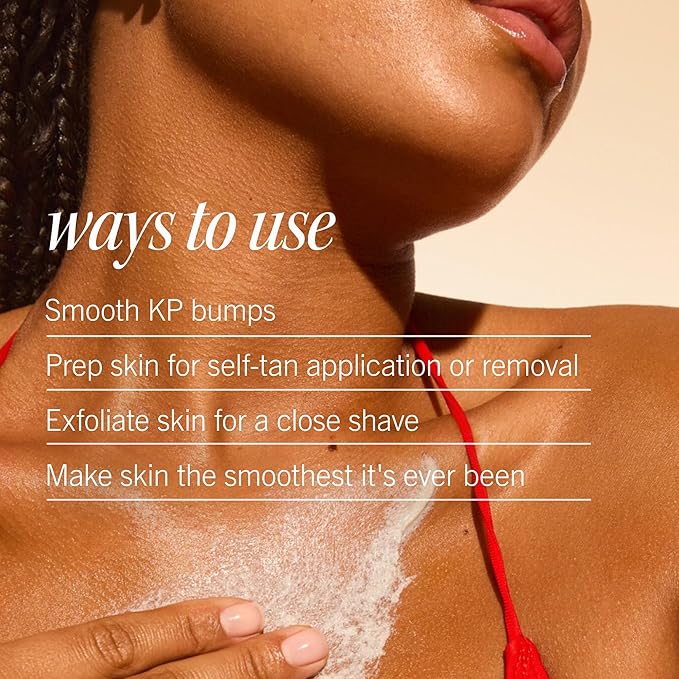 First Aid Beauty - KP Bump Eraser Body Scrub with 10% AHA, Keratosis Pilaris Exfoliator with Glycolic and Lactic acids, Helps Reduce Chicken Skin Bumps, Safe for Sensitive Skin, Peach Scent (2 oz)
